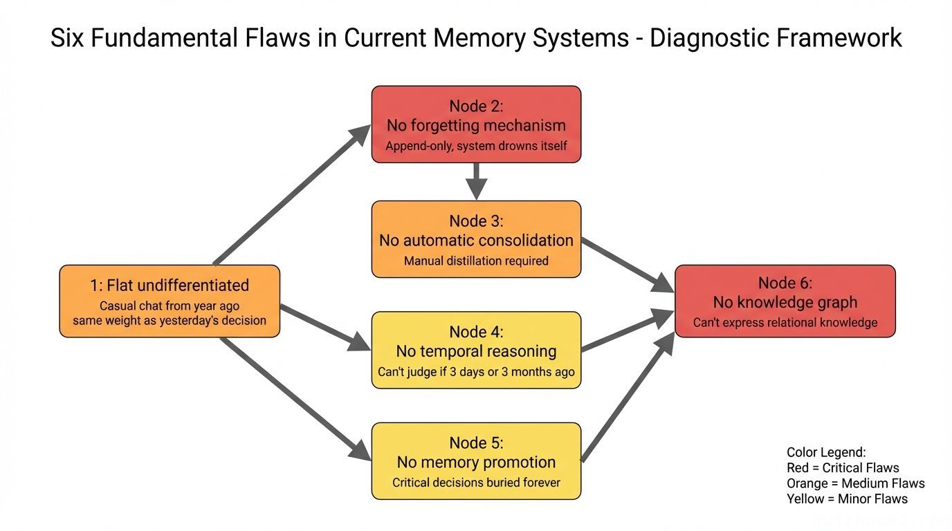 Six Structural Flaws — Diagnostic Diagram