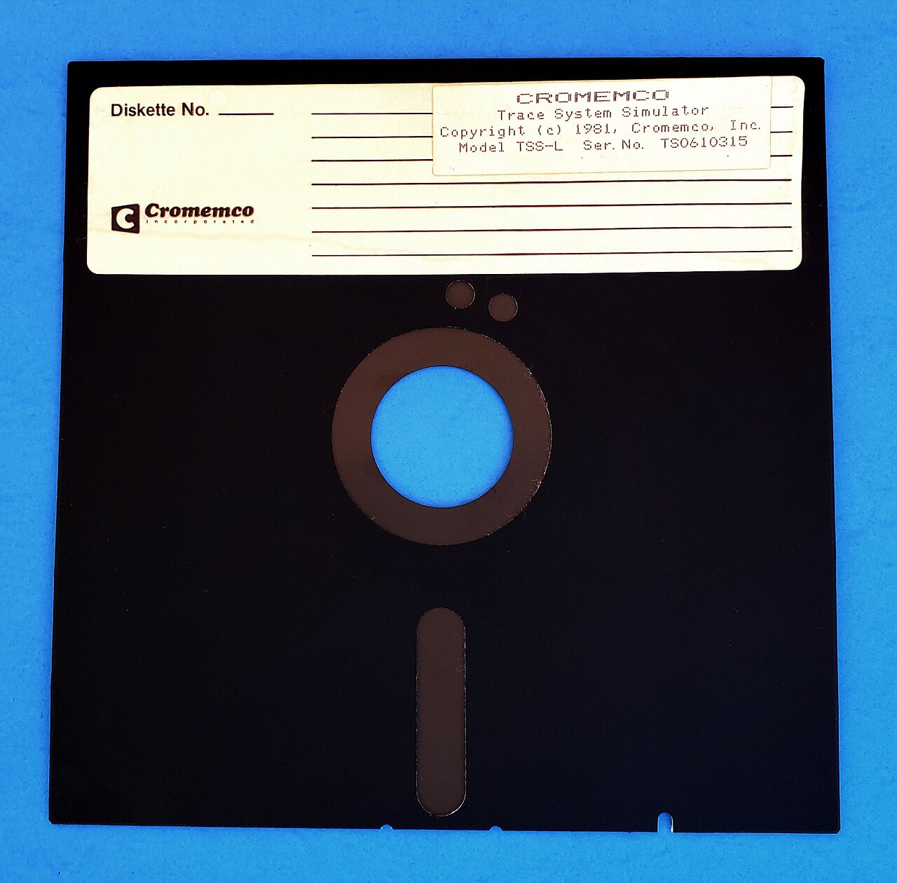 Cromemco 8-inch floppy disk, the format CP/M was written to read directly. Photo via Wikimedia Commons, CC BY-SA 4.0.